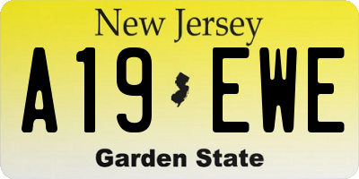 NJ license plate A19EWE