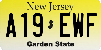 NJ license plate A19EWF