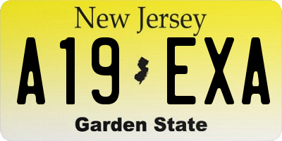 NJ license plate A19EXA