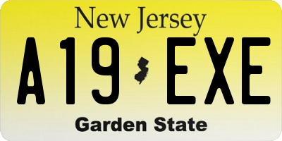 NJ license plate A19EXE