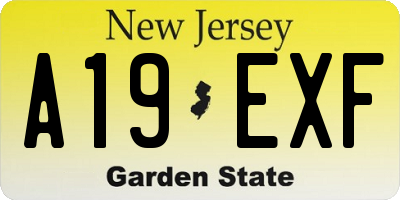 NJ license plate A19EXF