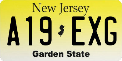 NJ license plate A19EXG