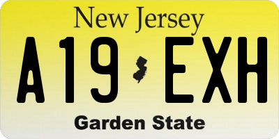 NJ license plate A19EXH