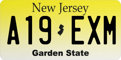 NJ license plate A19EXM