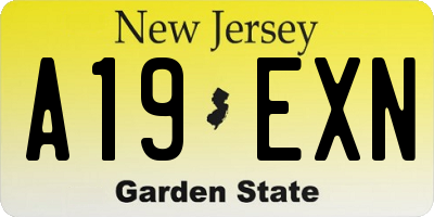NJ license plate A19EXN