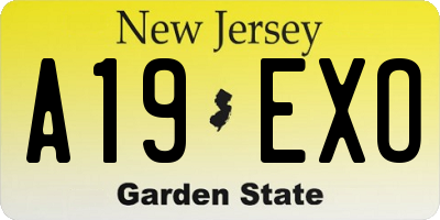 NJ license plate A19EXO