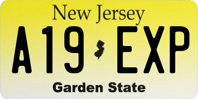 NJ license plate A19EXP