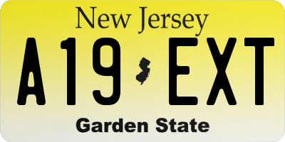 NJ license plate A19EXT
