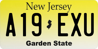 NJ license plate A19EXU