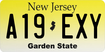 NJ license plate A19EXY