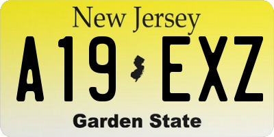 NJ license plate A19EXZ