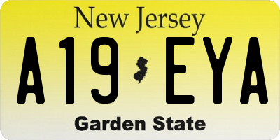 NJ license plate A19EYA