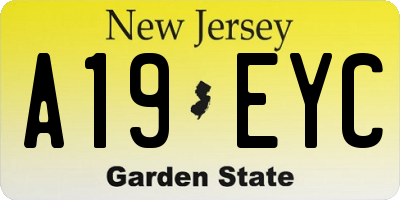 NJ license plate A19EYC