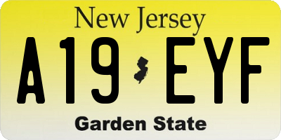 NJ license plate A19EYF