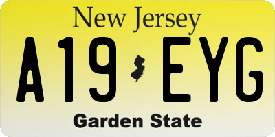NJ license plate A19EYG