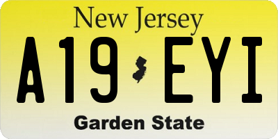 NJ license plate A19EYI
