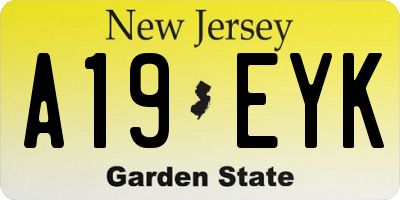 NJ license plate A19EYK