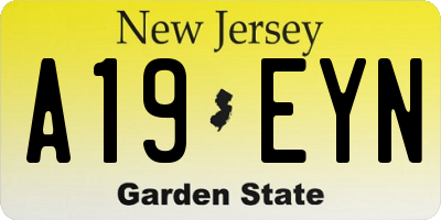 NJ license plate A19EYN