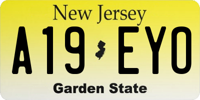 NJ license plate A19EYO