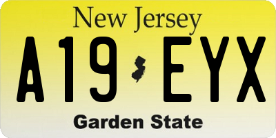 NJ license plate A19EYX