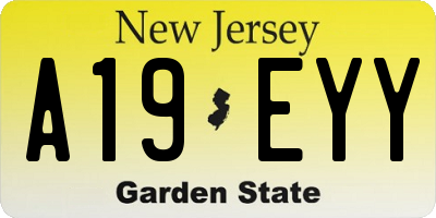NJ license plate A19EYY