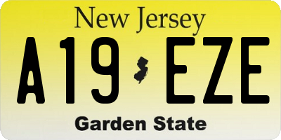 NJ license plate A19EZE