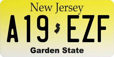 NJ license plate A19EZF