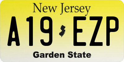 NJ license plate A19EZP