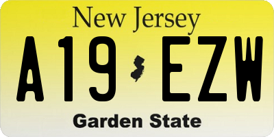 NJ license plate A19EZW
