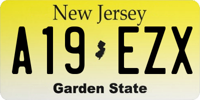 NJ license plate A19EZX