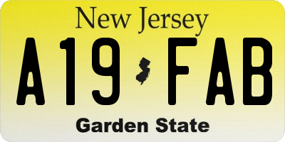 NJ license plate A19FAB