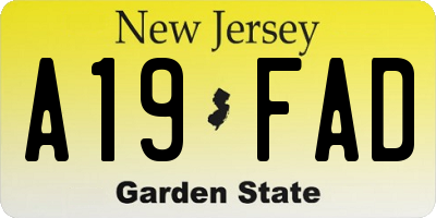 NJ license plate A19FAD