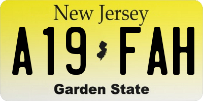 NJ license plate A19FAH