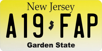NJ license plate A19FAP