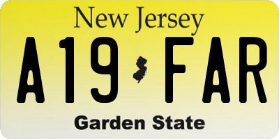 NJ license plate A19FAR