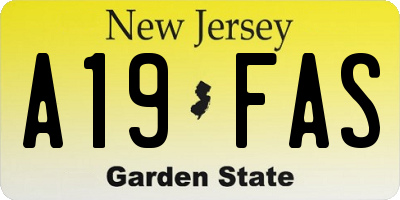 NJ license plate A19FAS