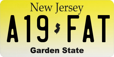 NJ license plate A19FAT