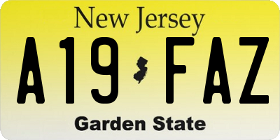 NJ license plate A19FAZ