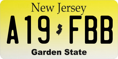 NJ license plate A19FBB