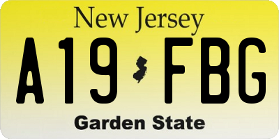 NJ license plate A19FBG
