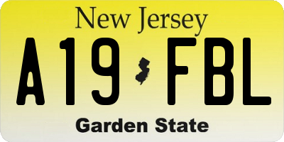 NJ license plate A19FBL