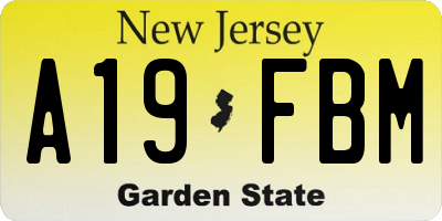 NJ license plate A19FBM