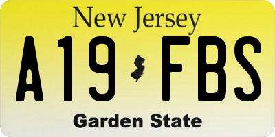NJ license plate A19FBS