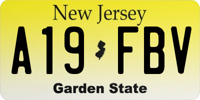 NJ license plate A19FBV