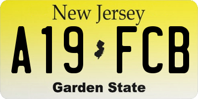 NJ license plate A19FCB