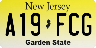 NJ license plate A19FCG