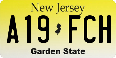 NJ license plate A19FCH