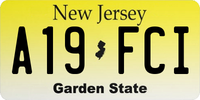 NJ license plate A19FCI
