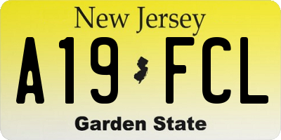 NJ license plate A19FCL