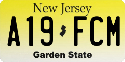 NJ license plate A19FCM